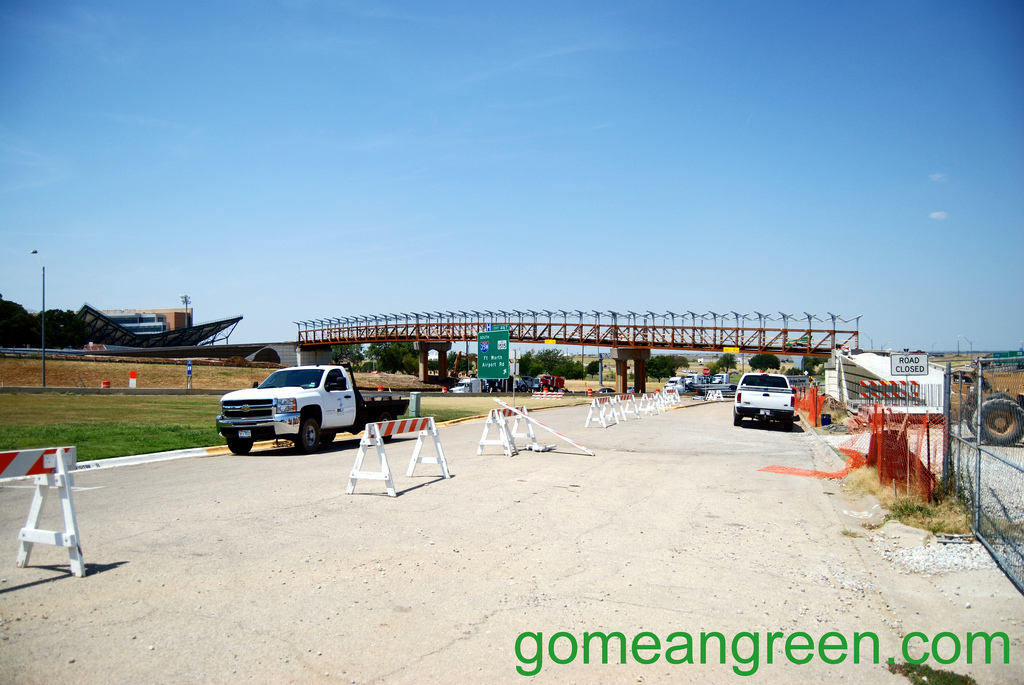 UNT Pedestrian Bridge Go Mean Green Fan Images