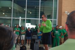 Coach Mac gets the crowd going 2011 UNT Stadium Opening