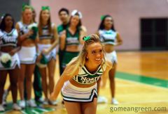 UNT Cheer shooting from halfcourt (almost)