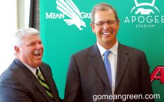 UNT AD Rick Villarreal and Conference USA Commissioner Britton Banowsky