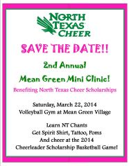 Save The Date UNT Cheer Clinic 2014
