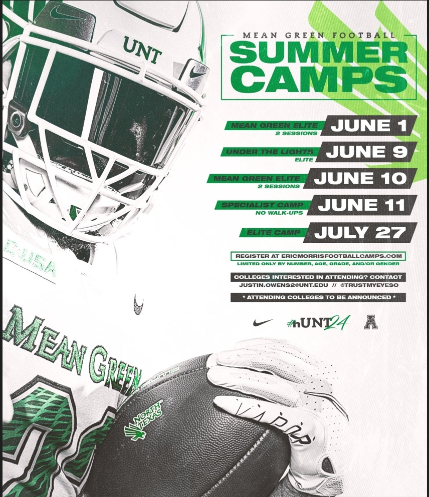 UNT FOOTBALL SUMMER CAMP SCHEDULES Mean Green Football